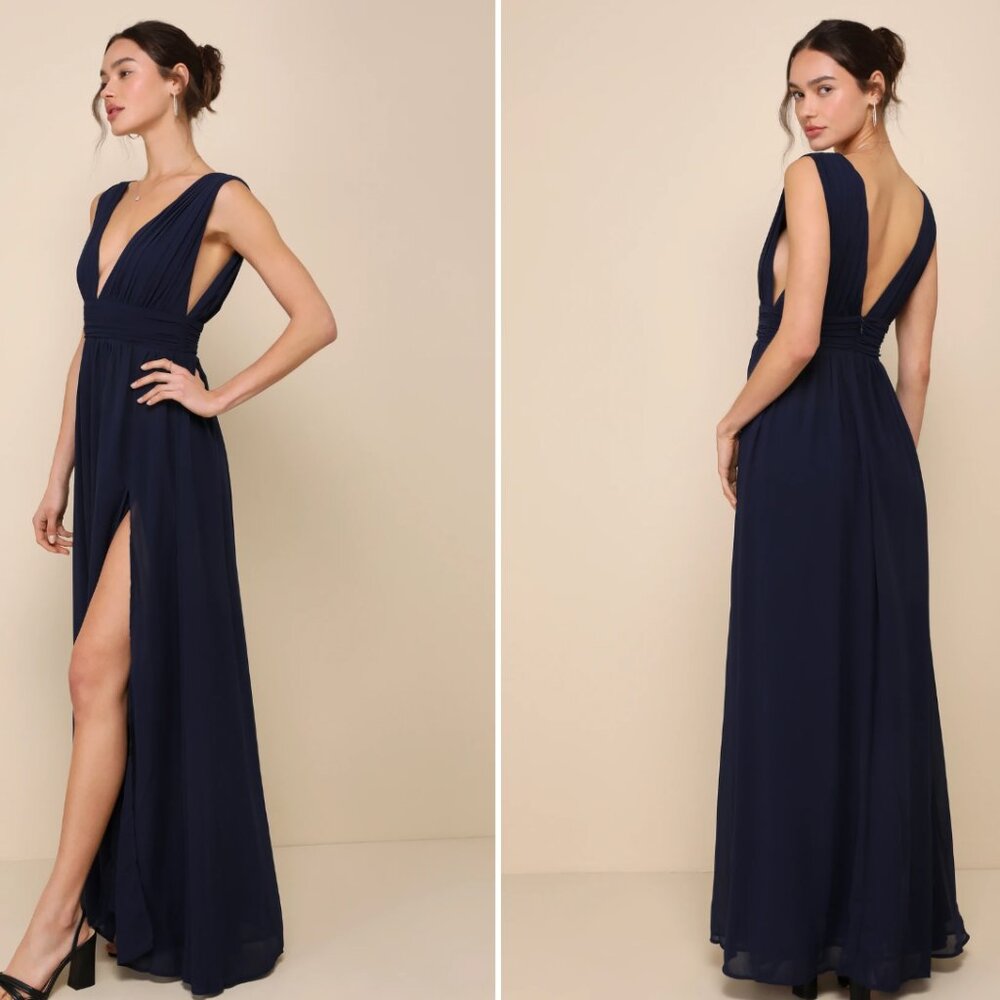 NWOT Lulus - Heavenly Hues Navy Maxi Dress